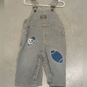 Hand Crafted Indy Colts Embellished Striped Oshkosh Overalls
